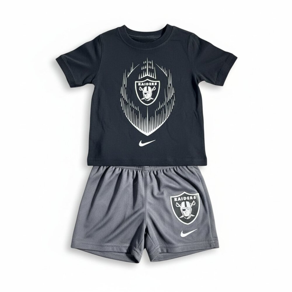 Nike Boy's Las Vegas Raiders 2 Piece Set Shirt and Shorts 2T NEW WITH TAGS